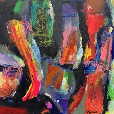 Rolf Gjedsted Abstract Composition Modern Art Oil Painting 60x60cm 