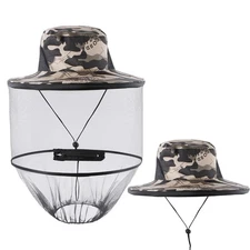Mosquito Net Hat Adjustable Beekeeper Hat Foldable Bug Head Net for Hiking