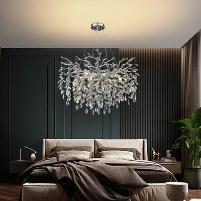 Luxury Silver Tree Branch Chandelier Modern Ceiling Lamp Pendant Light Fixtures