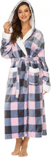 Plush Robes for Women, Fleece Fuzzy Womens Robe,Soft Warm Women'S Bathrobe with
