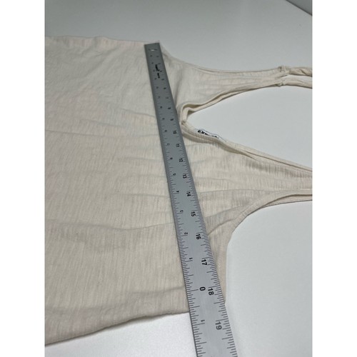 Express Sleeveless V-Neck Tie Wide Strap Knit Tank Top Cream Stretch Womens Sz M - Picture 9 of 9