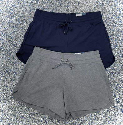 Lot of 2 Tek Gear Essential Gear Mid Rise Shorts Elastic Size S NWT Navy & Grey
