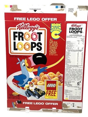 1991 Kellogg s Froot Loops Cereal Box - LEGO Building Set / LEGO Builders Club