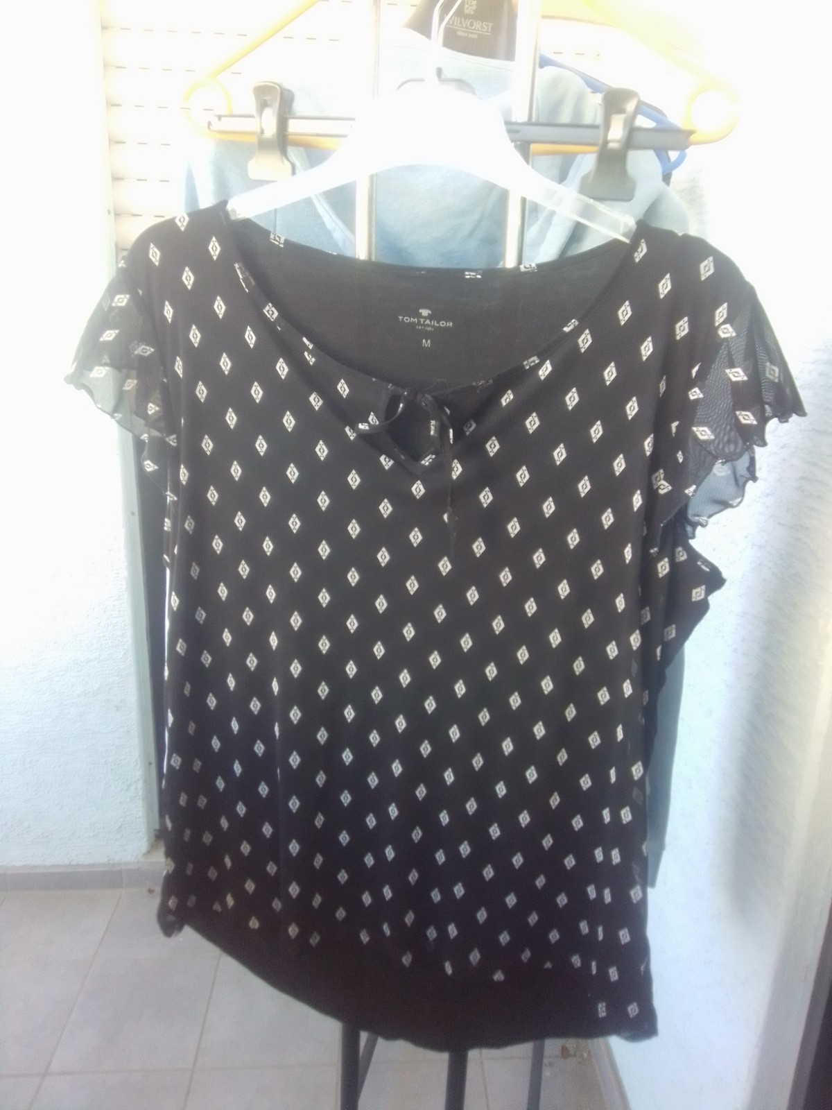 T Shirt Tom Tailor Gr M schwarz Muster weiss kurz arm | eBay.de