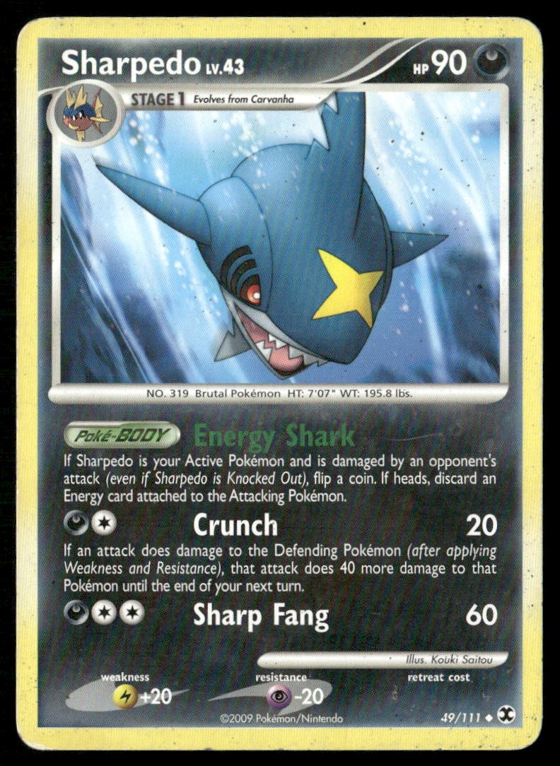 Sharpedo 49/111 Uncommon Rising Rivals Pokemon Damaged