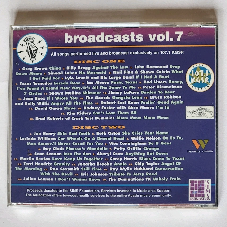 broadcasts vol. 7, KGSR Austin 1999 2 CD Live Willie, Lucinda, Lyle, Sheryl Crow - Image 2 of 4