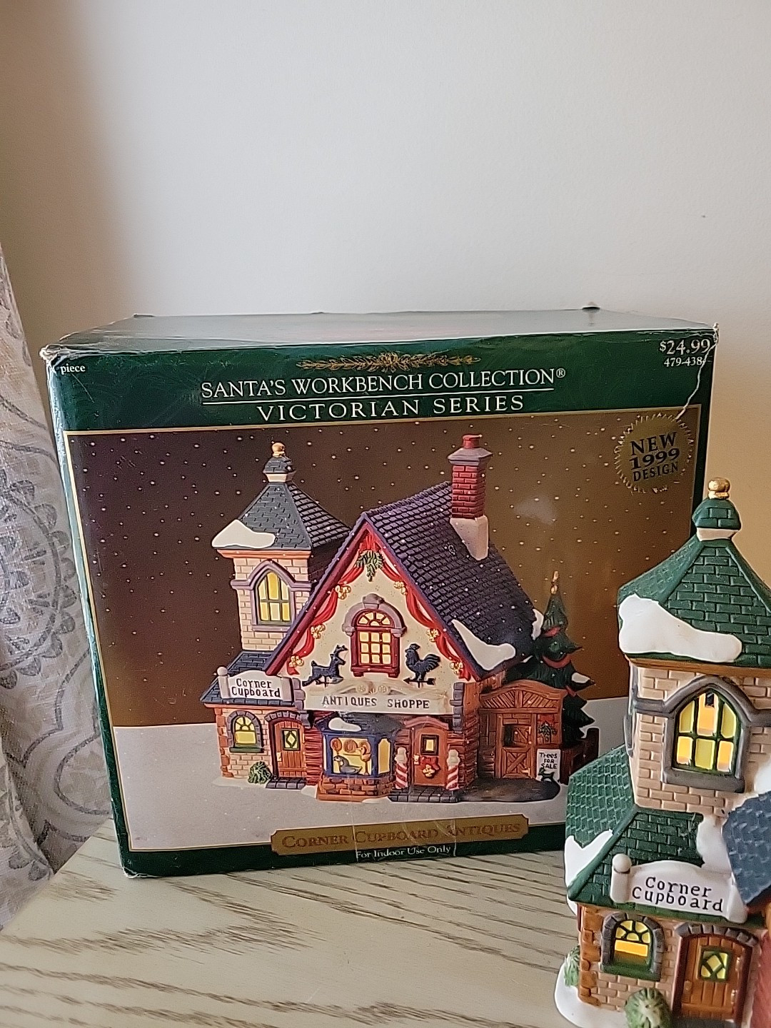 Santa Workbench Lighted Victorian House Corner Cupboard Antique Display