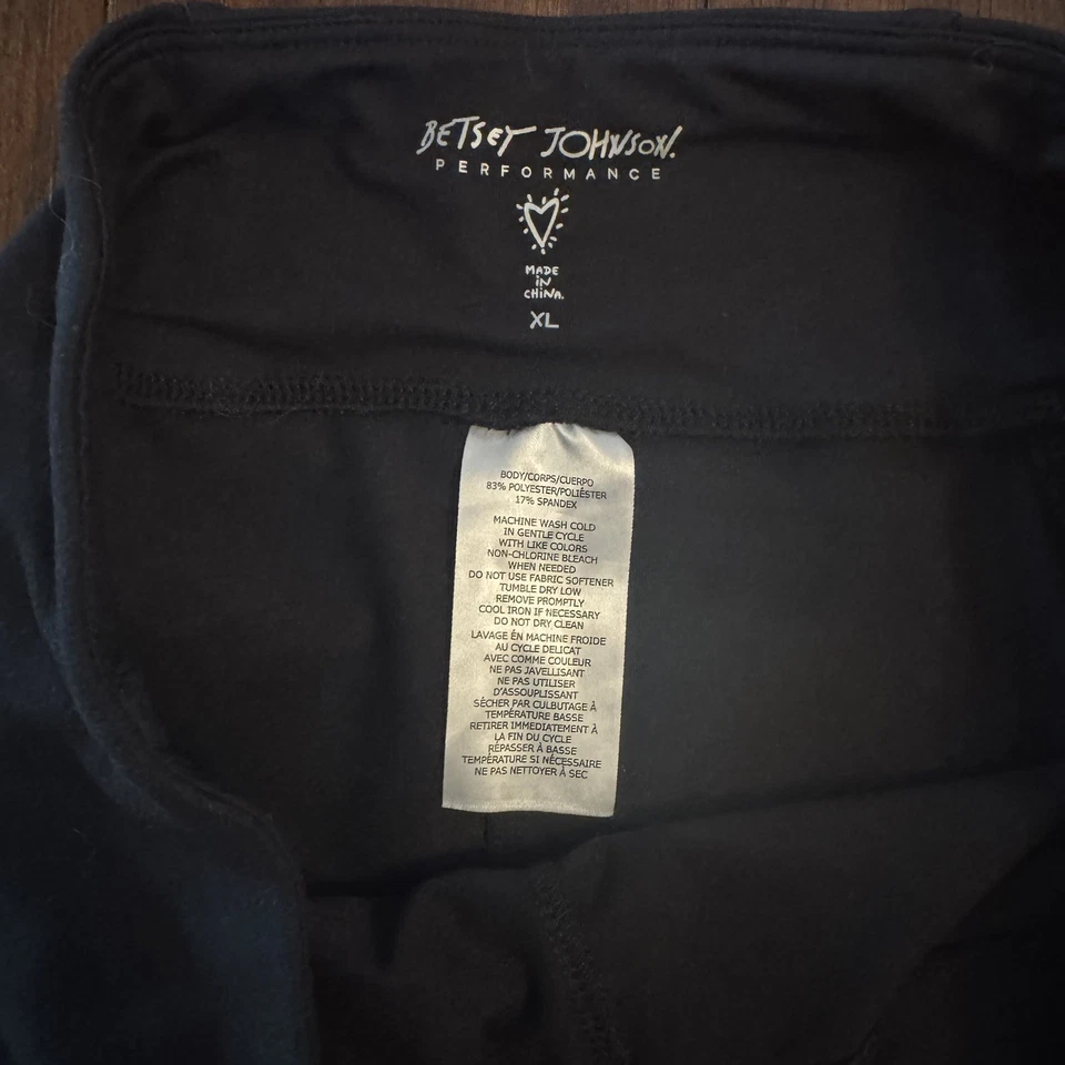 Legging Betsey Johnson Performance Corte Enrejado Recortado Suave Talla XL Negro Foto 4 de 4