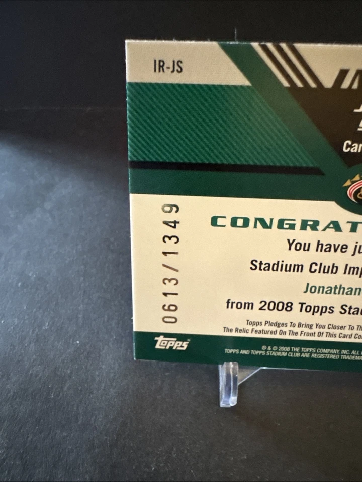 #IR-JS Jonathan Stewart 2008 Topps Stadium Club Impact JERSEY 0613/1349 NM - Image 3 of 3