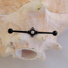 Black heart clear CZ PVD plated industrial barbell externally threaded New