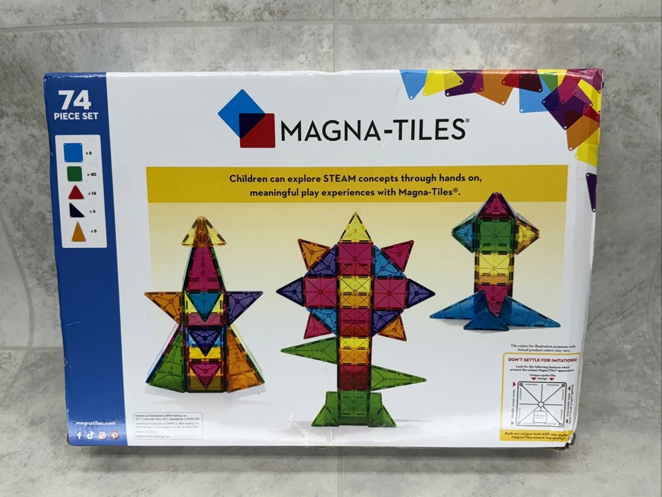 MAGNA-TILES Clear colors 74 Piece Set *New-Box Damage - Image 2 of 4