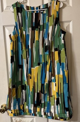 Perceptions Women s Colorful Abstract Print Sleeveless Dress Size 16