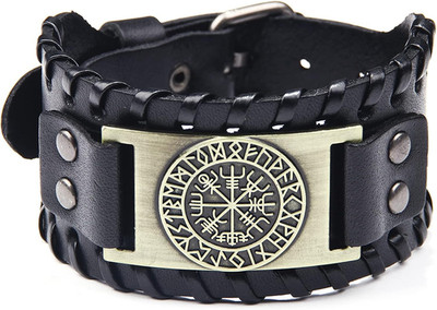 Damen und Herren Lederarmband Pirat Classic Elements mit Vintage Kompass Muster 