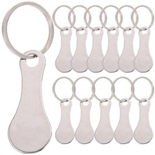 12 Pcs Stainless Steel Shopping Trolley Token Cart Chip Key Fob Grocery
