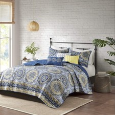 Madison Park Quilt Classic Damask Medallion Design All Season, Breathable