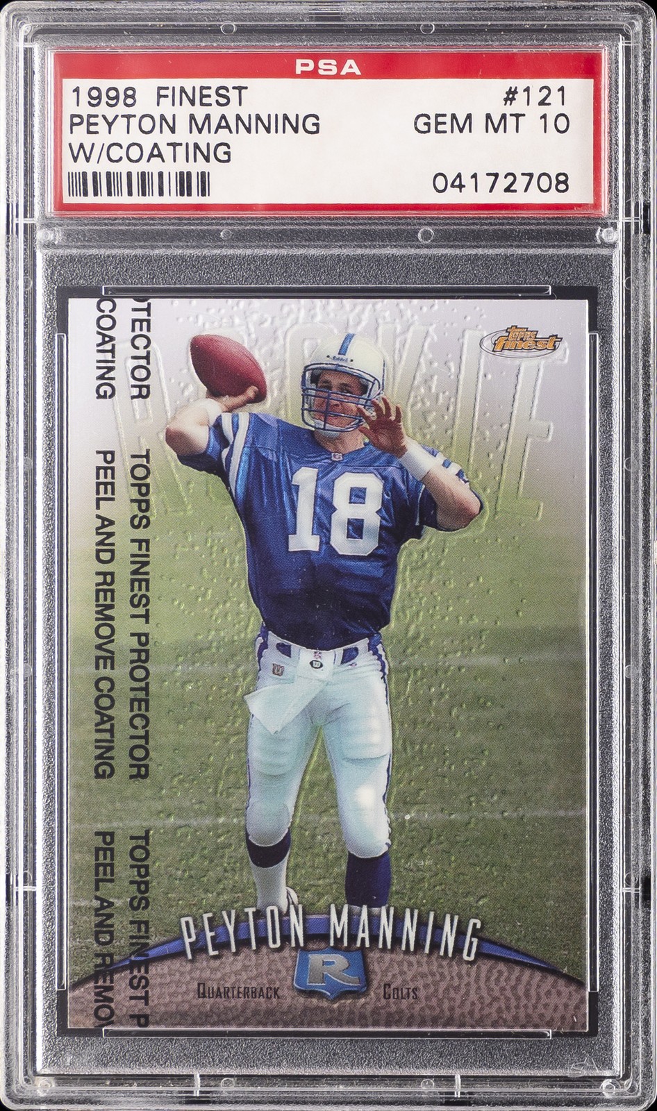 1998 FINEST W/COATING #121 PEYTON MANNING ROOKIE RC PSA 10 view 1