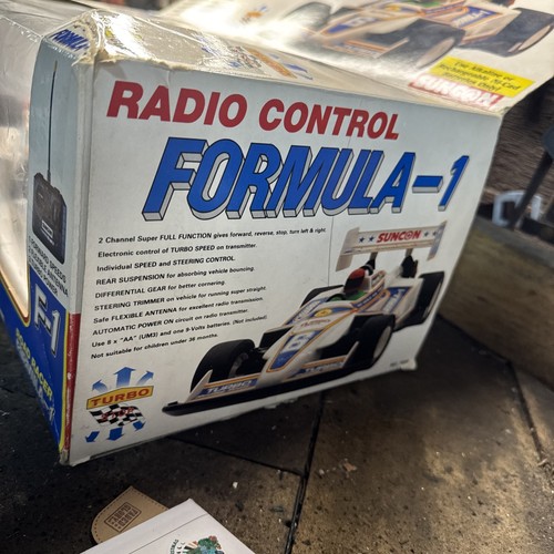 Vtg RC F1 Road Racer Racecar Original Box Formula 1 w/ control Sunoco 80s toy - Picture 10 of 14
