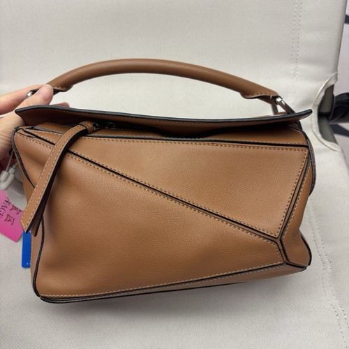 Authentic Loewe Puzzle Small Bag Tan Silver Hardware With Studs