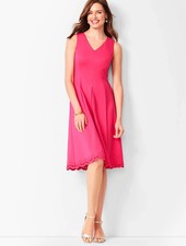 Talbots Embroidered Ponte Fit & Flare Dress pink size 16 NWT $149 orig rtl