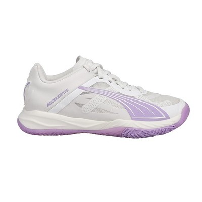 PUMA Accelerate Nitro Sqd Volleyball  Womens Grey, Purple Sneakers Athletic Shoe