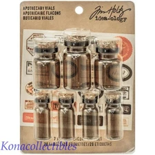 Idea-Ology Tim Holtz Halloween Corked Glass Vials 7/Pkg Amber bottles