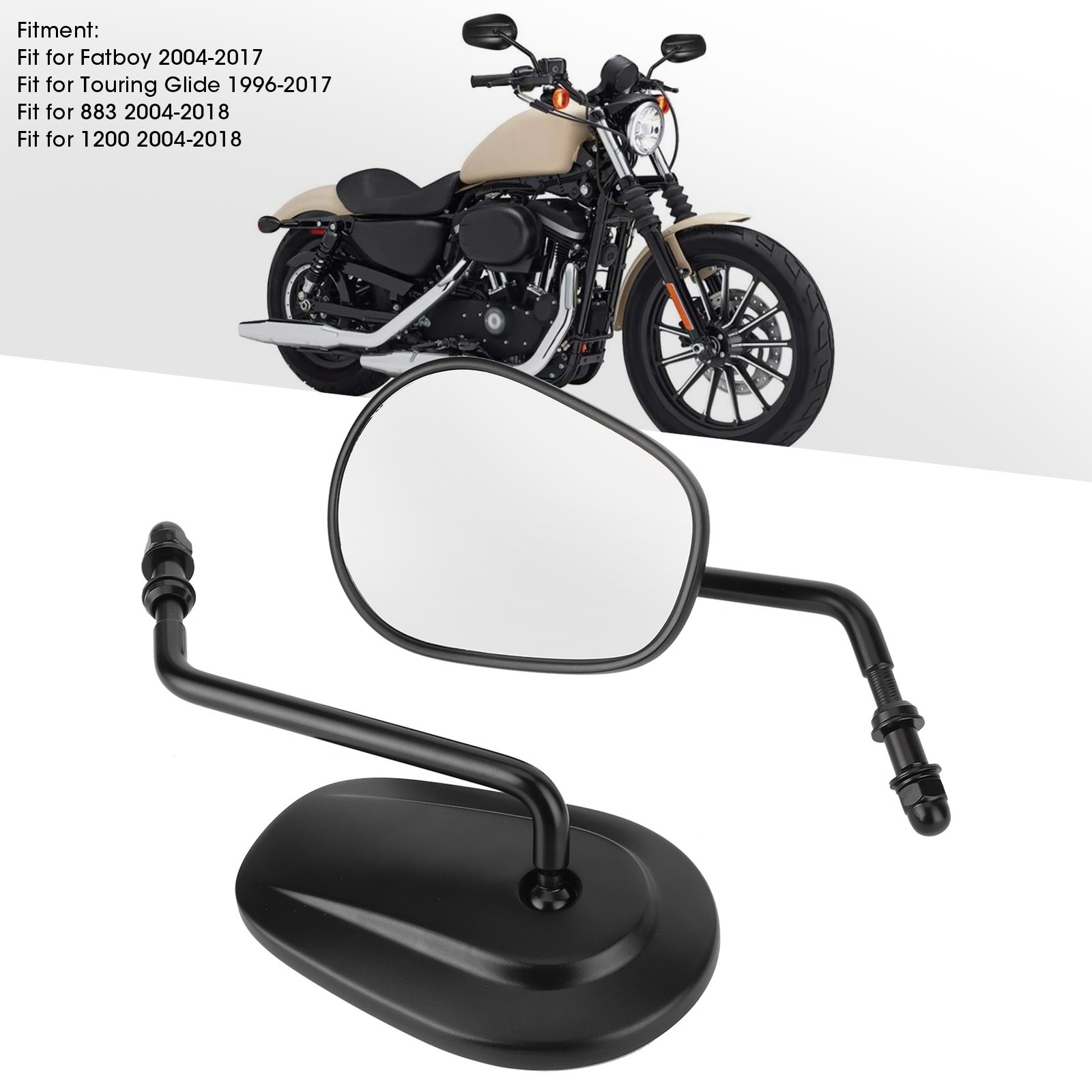 Motorbike Side View Mirror Handlebar Mirrors Black Glass