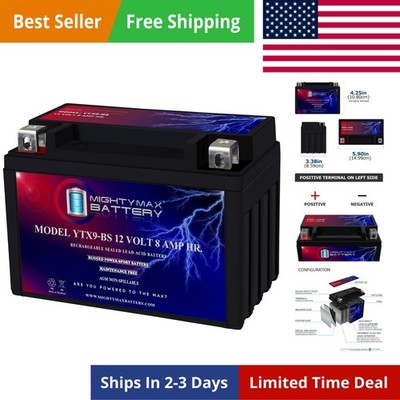 BS -12 Volt 8 AH, 135 CCA, Rechargeable Maintenance Free SLA AGM Motorcycle B...