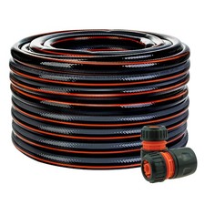 Black Carbon Plus Garden Hose 1/2" 4-Layer Reinforced Anti-Kink Pipe & Connector