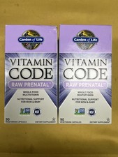 2 New Garden of Life Vitamin Code Raw Prenatal - 90 Capsules Each Exp. 04/2026