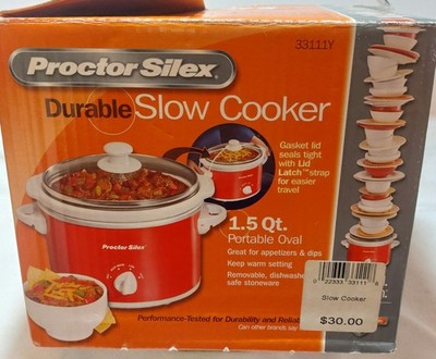 Proctor Silex 33111Y 1.5-Qt Portable Slow Cooker Red New-Open Box