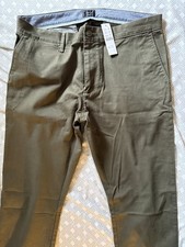 J.CREW 250 Skinny Twill Olive Casual Pants Men's 32x32 Cotton Flat Front NWT