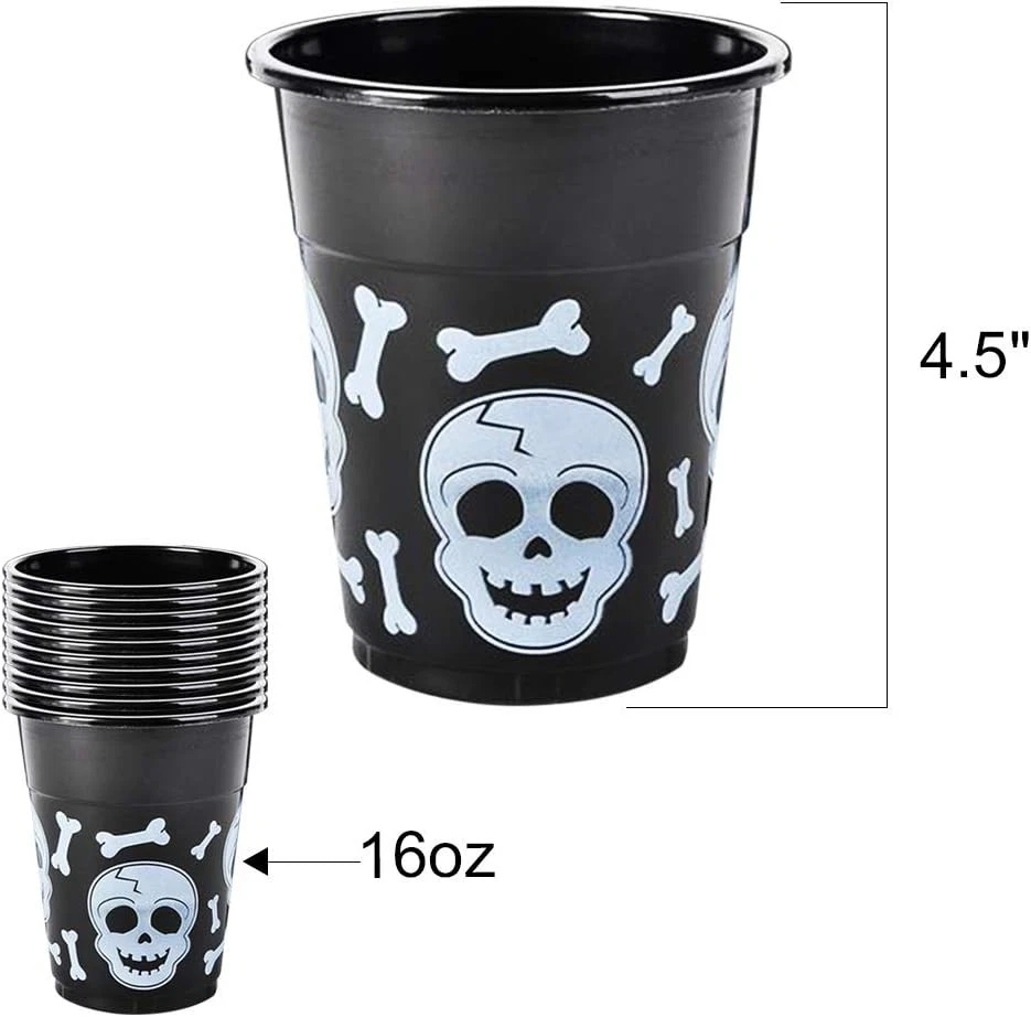 ArtCreativity 50 set Halloween Skull Cups 50 Count (Pack of 1), Black Pirate - Image 3 of 4