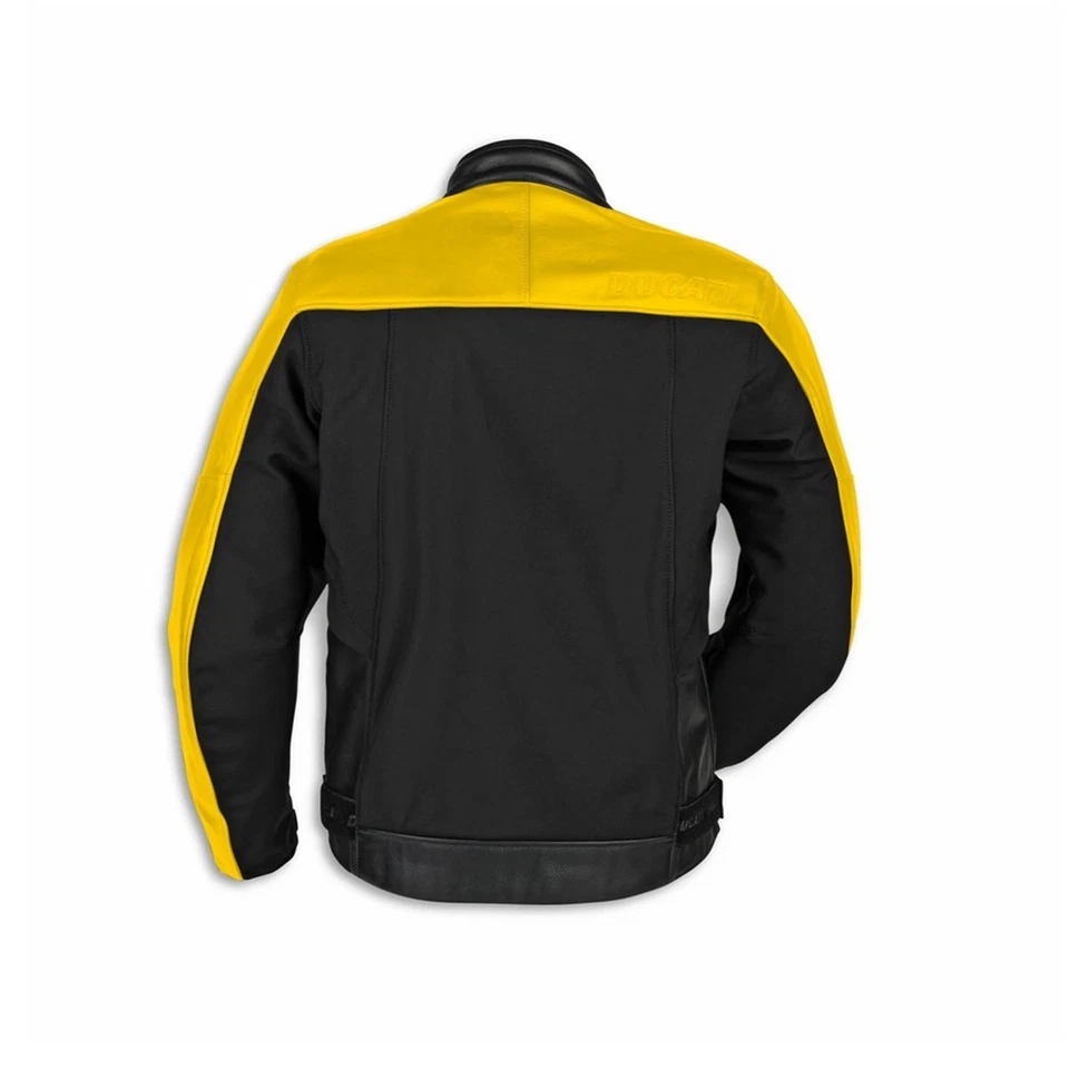 Ducati Logo C1 Men's Yellow Motorbike Racing Jacket - Image 2 of 4
