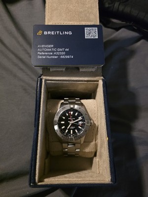 Breitling Avenger Automatic GMT 44mm Black Dial Steel Bracelet Box Papers