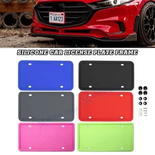 Pack License Plate Frame Tag Cover Screw Caps Rubber Bracket with Drainage Holes