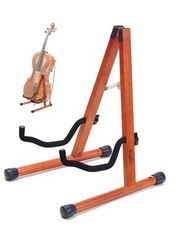 Cello Stand with Bow Holder Wooden A-Shape Floor Stand with Padded Mahogany