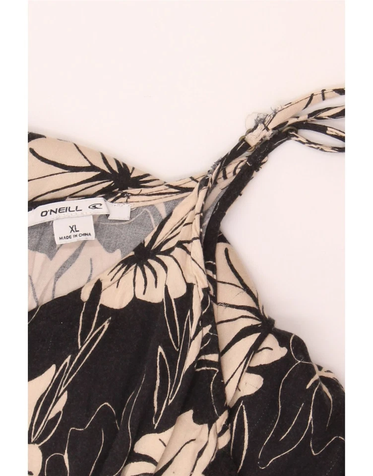 O'NEILL женщин без рукавов макси платье Великобритании 18 XL черный цветочный вискозы DA26 - Изображение 3 из 3