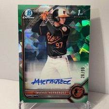 2022 Bowman 1st Chrome - Autographs Maikol Hernandez Green Atomic Refractor /99 