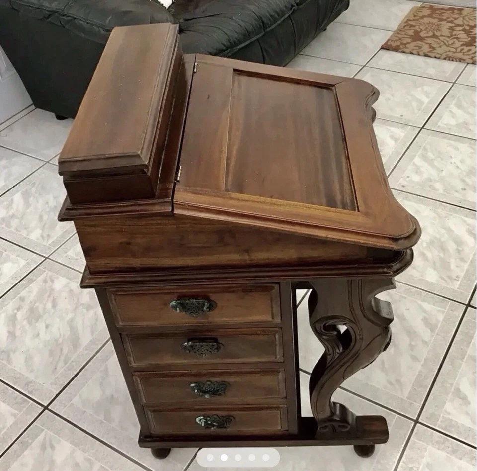 Antique English Solid Mahogany Wood Captain’s Desk- Only Locally Pick Up- - Image 2 of 4