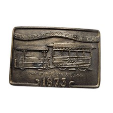 San Francisco Cable Car Belt Buckle Clay St Hill Car 1873 Solid Metal Vintage