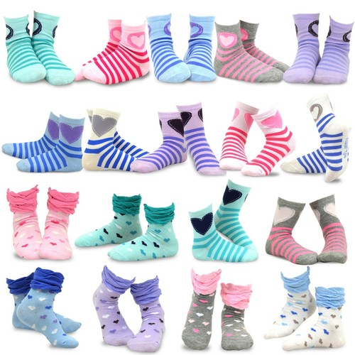TeeHee Little Girls and Toddler Novelty Cotton Crew Socks 18 Pair with Gift Box - Picture 34 of 64