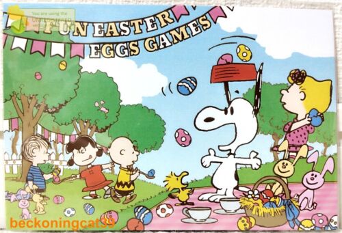 SNOOPY TOWN Cartolina originale 2 SET Peanuts Fun Uova di Pasqua 2024 MADE... - Foto 1 di 3