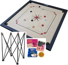HQ Large 32 Inch Carrom Board + Stand + 24 Coins + Powder