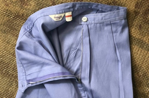 Vtg 50s 60s Girls Pants High Waist Lavender Cotton Shorts Side Metal Zip NOS 24 - Picture 10 of 11