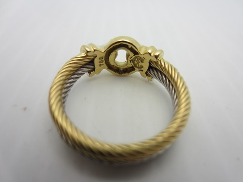 Philippe Charriol 18k White and Yellow Gold Diamond Cable Ring - Picture 13 of 14