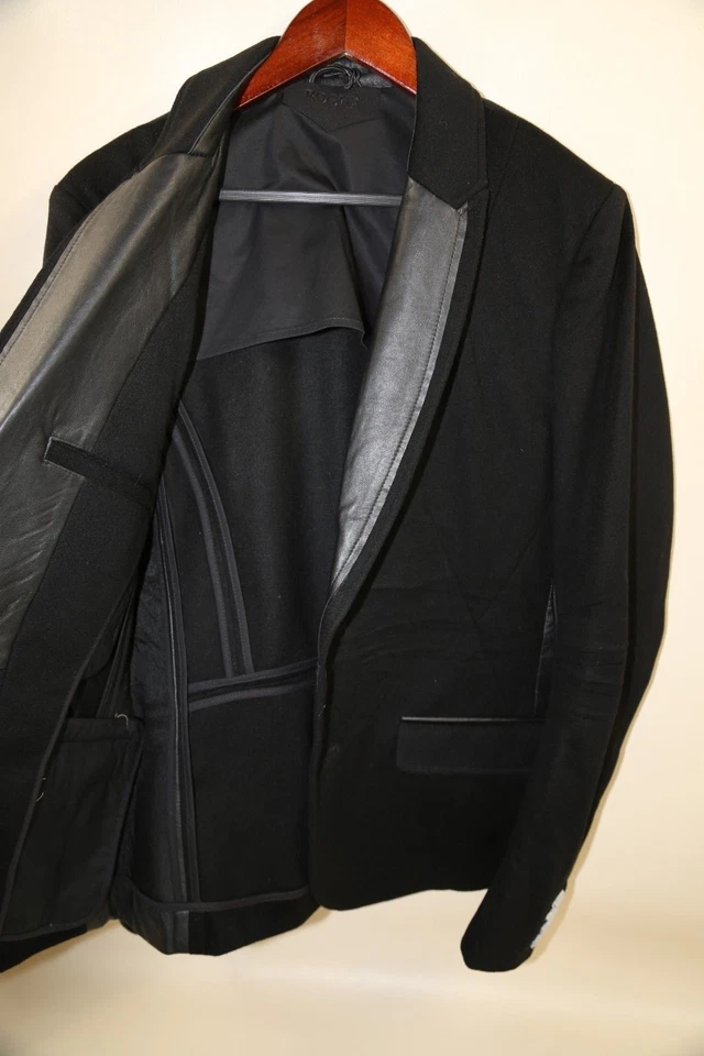 ROGUE Leather Trim Wool Blazer Jacket Size M #219 - Image 2 of 4