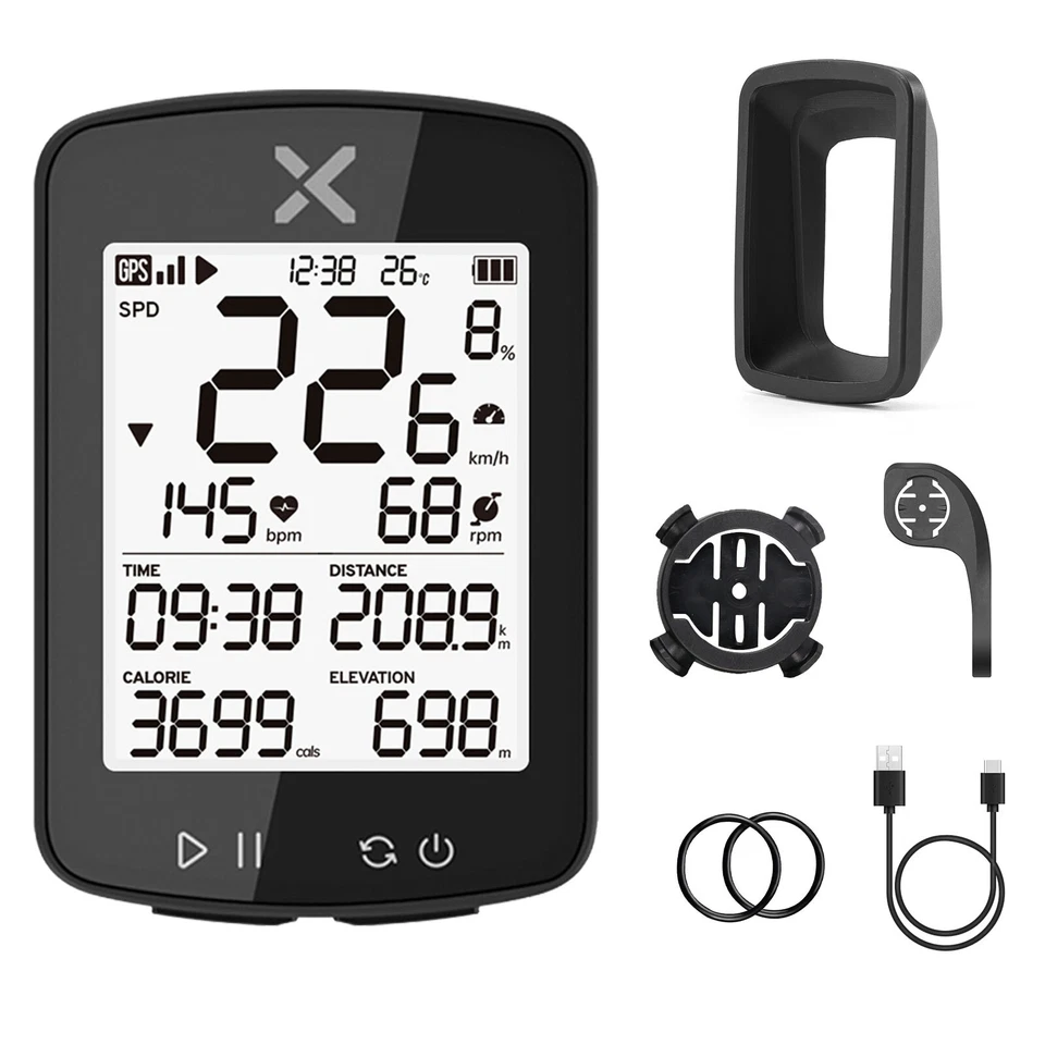 Bicycle GPS Wireless Computer Digital Speedometer Heart Rate Monitor w/Mount - Image 2 of 4