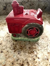 TRACTOR COOKIE JAR by BLONDER HOME CANISTER CERAMIC STORAGE BOX NEW
