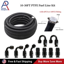 6AN-8AN-10AN Black Nylon E85 PTFE Fuel Line 10-30FT w/6 or 10 Fittings Hose Kit