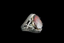 Hz.Ali Sword Red Ruby Stone 925 Sterling Silver Men's Woman's Ring Size 8